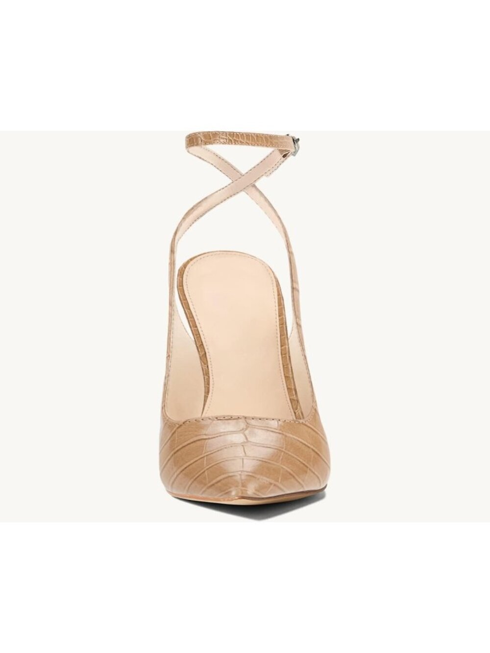 Women's Khaki Strap Heels Pointed Toe Pumps Shoes Slingback Wedding Dress Shoes - Picture 3 of 6